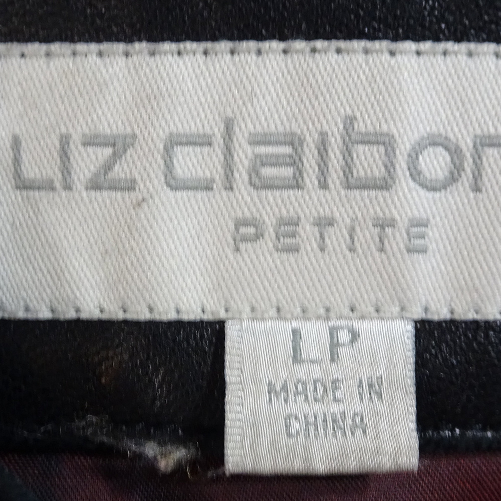 Liz Claiborne Black Leather jacket Petite Large - Picture 3 of 6